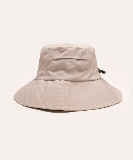 chapéu bucket hat com bolso bege