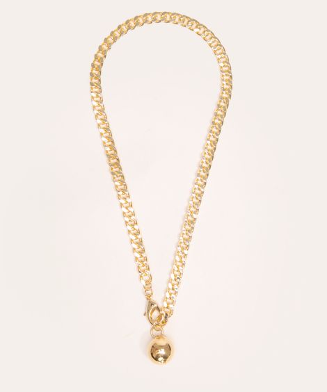 colar de corrente com pingente dourado