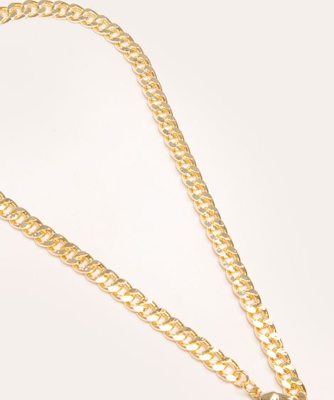 colar de corrente com pingente dourado