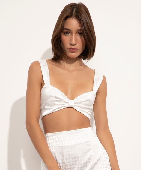 top cropped de cetim mindset off white