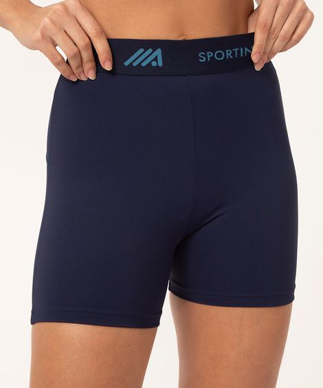 bermuda ciclista com elástico esportiva azul marinho