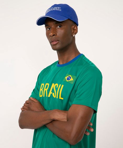 boné aba curva brasil azul