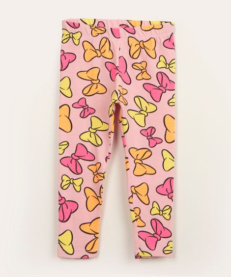calça infantil legging laços minnie rosa neon