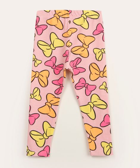 calça infantil legging laços minnie rosa neon