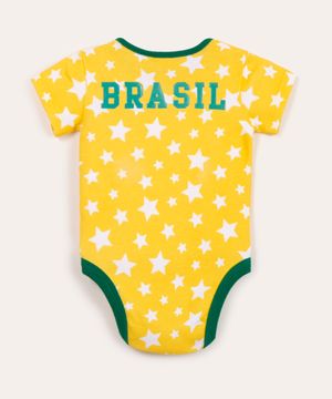 body infantil manga curta brasil amarelo