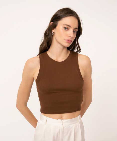 regata cropped canelada marrom
