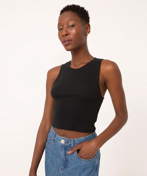 regata cropped canelada preta