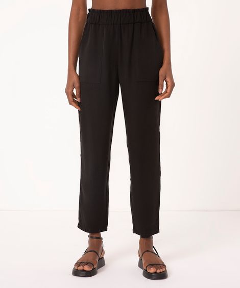 calça clochard de viscose cintura alta preta