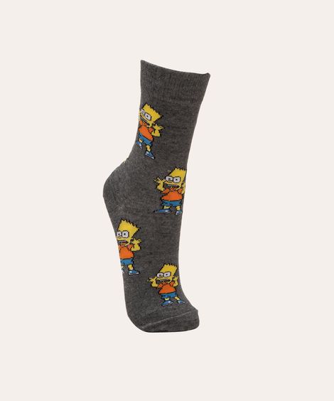 meia cano alto divertida bart simpsons multicor