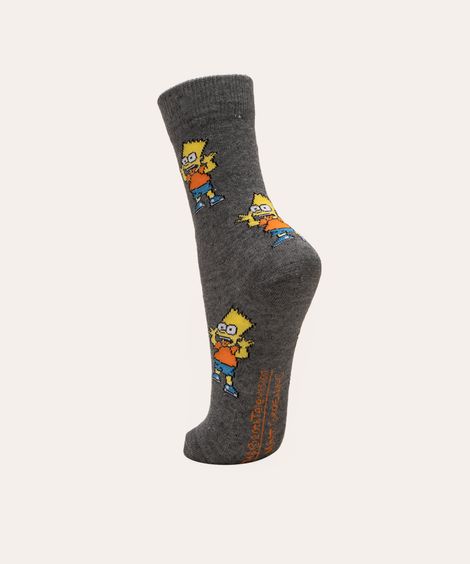 meia cano alto divertida bart simpsons multicor