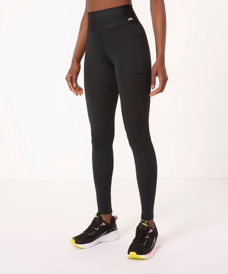 calça legging com recorte e bolso esportiva preta