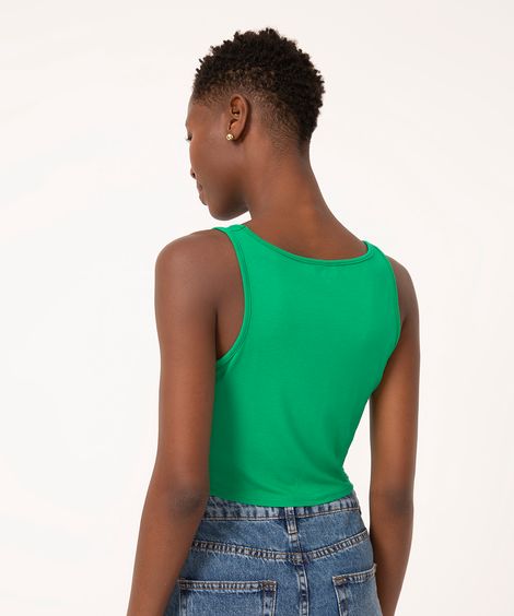 regata cropped básica com nó verde bandeira