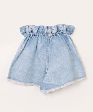 short infantil clochard jeans azul médio