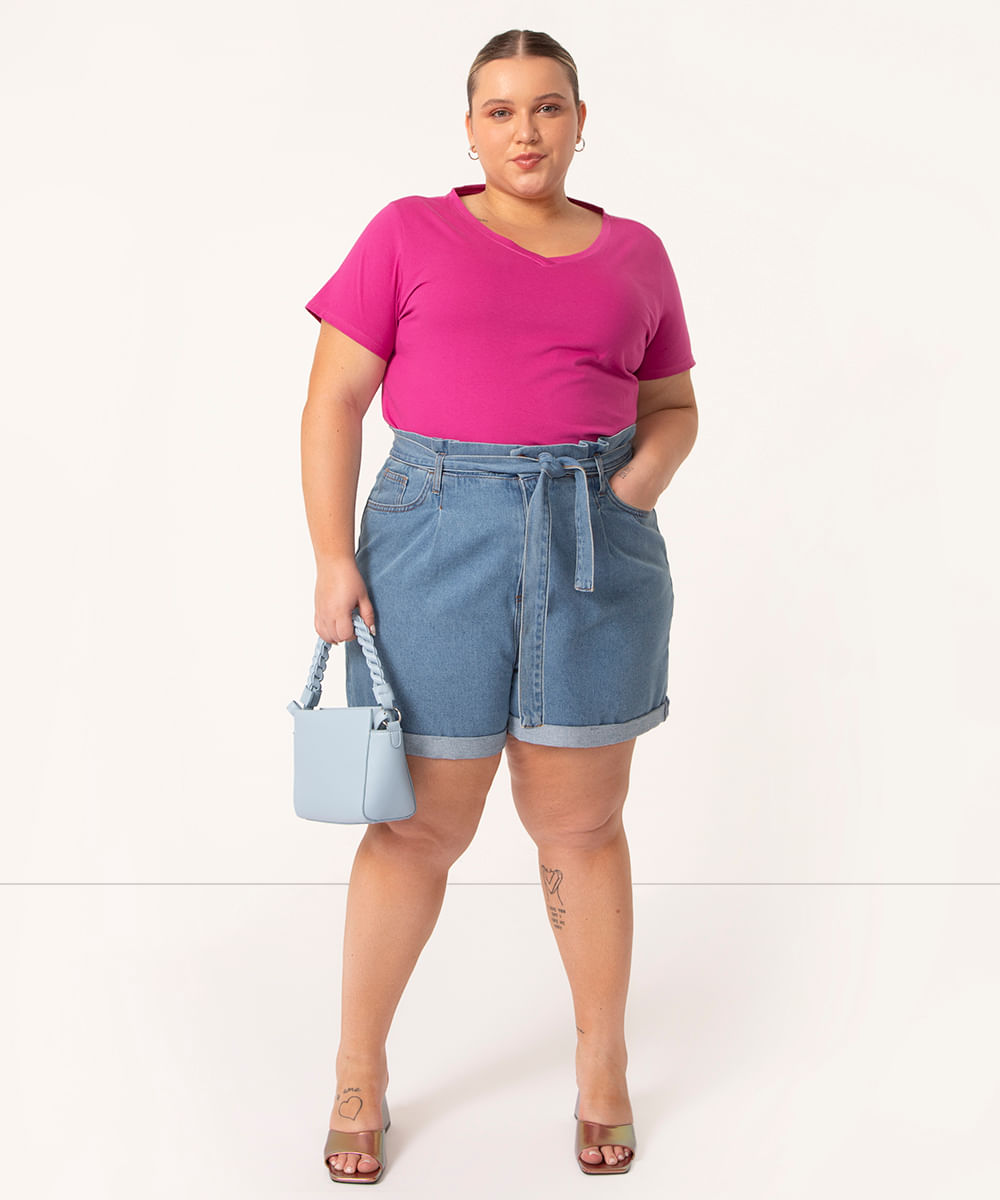 Shorts jeans com elastico feminino Plus Size - Loja Lafa Moda Plus - Compre  Moda Femininas Plus Sizes