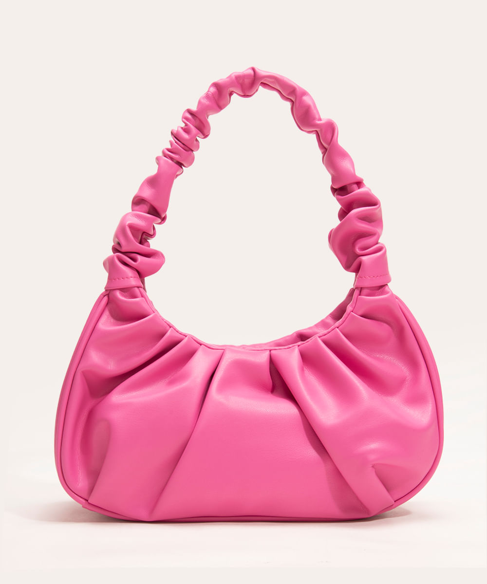 bolsa baguete enrugada rosa