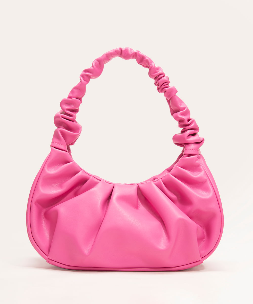 bolsa baguete enrugada rosa