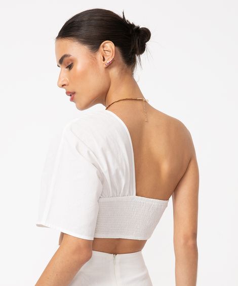 blusa assimétrica laço off white