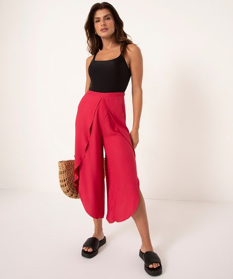 calça pareô de viscose vermelha