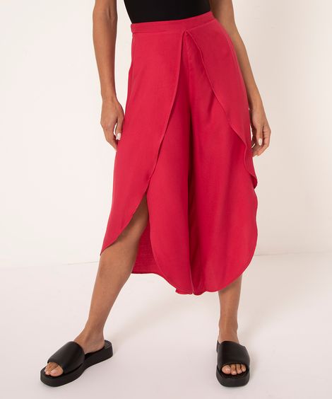 calça pareô de viscose vermelha