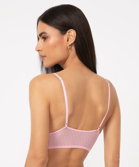 sutiã de tule triângulo alongado sem bojo rosa