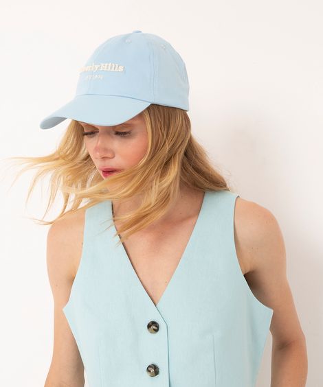 boné aba curva bordado beverly hills azul claro