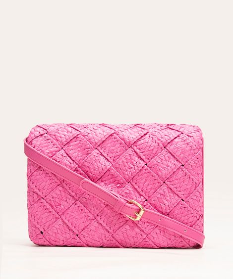 bolsa crossbody tressê palha rosa