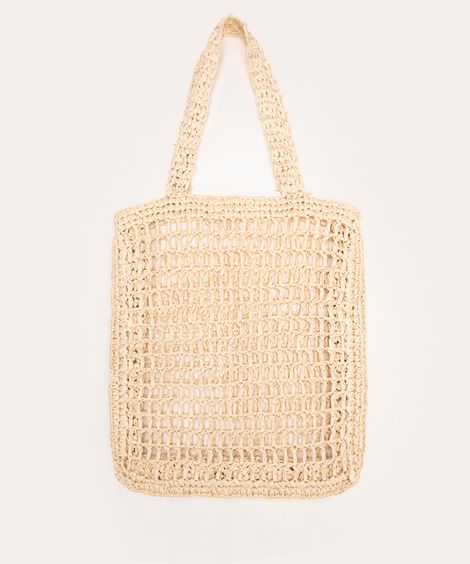 bolsa crochê de palha bege