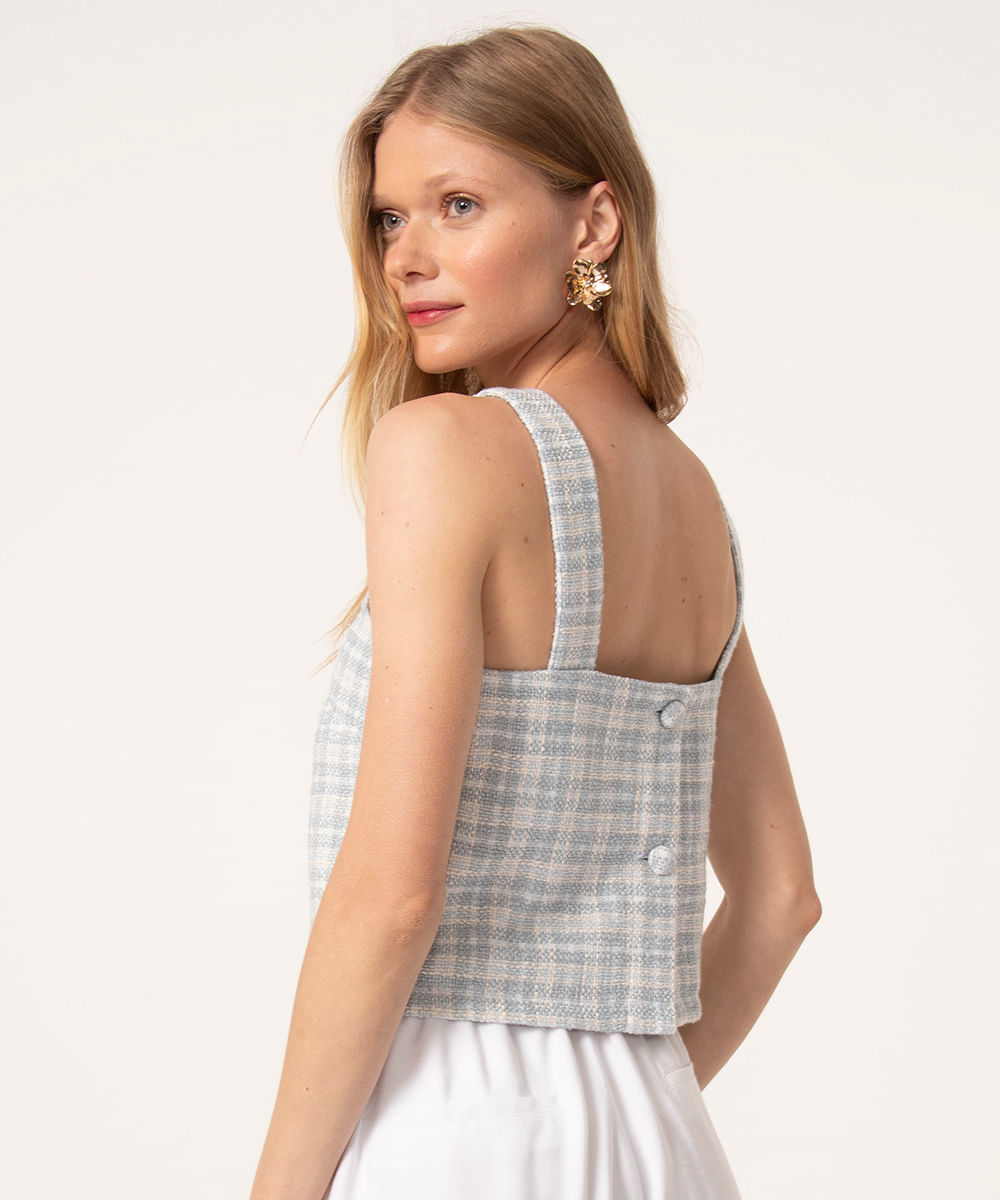 top cropped tweed  azul