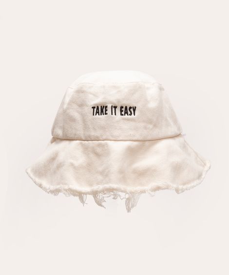 chapéu bucket desfiado take it easy off white