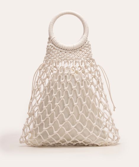 bolsa de mão macramê off white