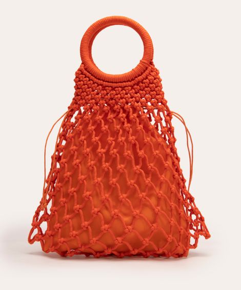bolsa de mão macramê laranja