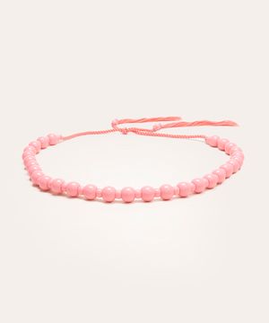 cinto corda bolas de acrílico rosa