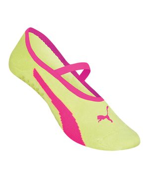 Meia Puma Sapatilha Pilates Antiderrapante Feminina Amarelo e Rosa