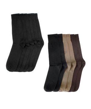 Kit 6 Pares de Meia Selene Social Cano Longo Masculino Preto e Marrom