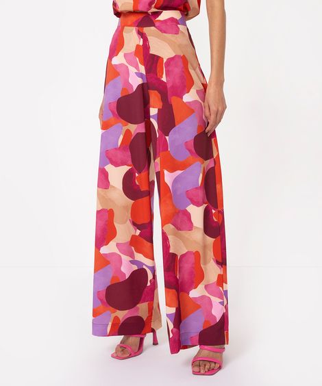 calça acetinada wide artsy bege