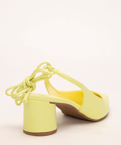 scarpin salto baixo grosso bico fino lace up oneself verde lima