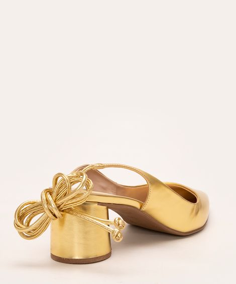 scarpin com amarração metalizado oneself dourado