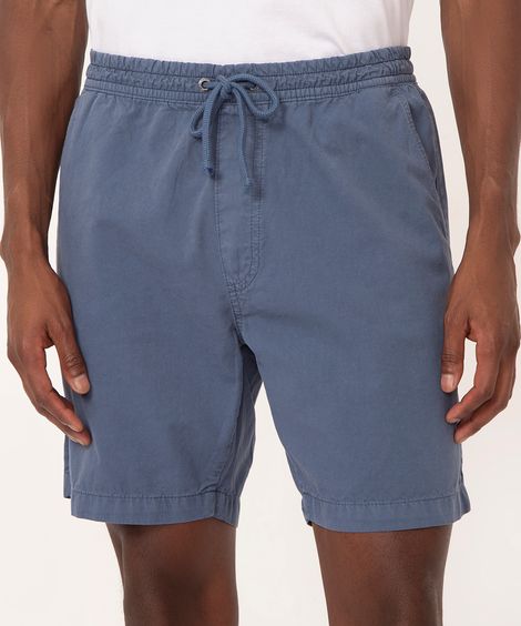 bermuda jogger de sarja com cordão azul médio