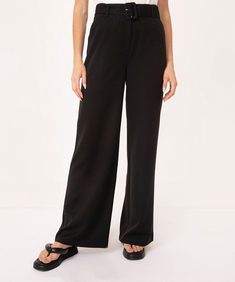 calça alfaiataria com cinto preto