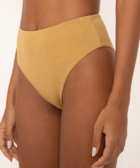 biquíni tanga hot pant com lurex proteção uv50 dourada