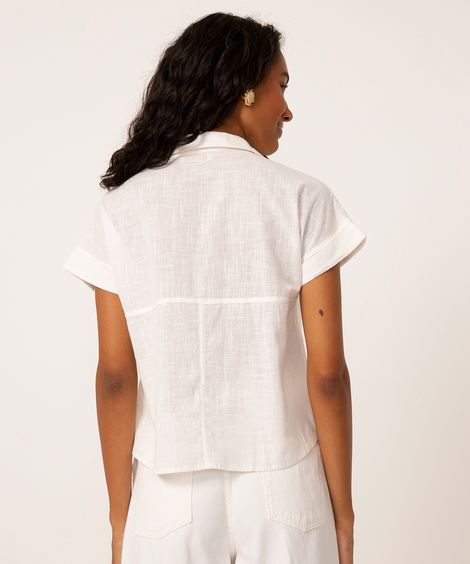 camisa de algodão manga curta off white