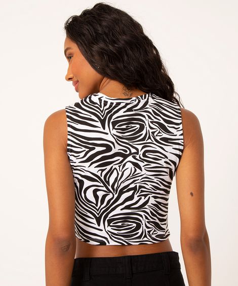 regata com recortes animal print zebra multicor