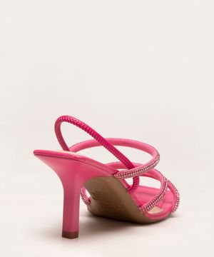 sandália tiras strass salto alto dakota pink
