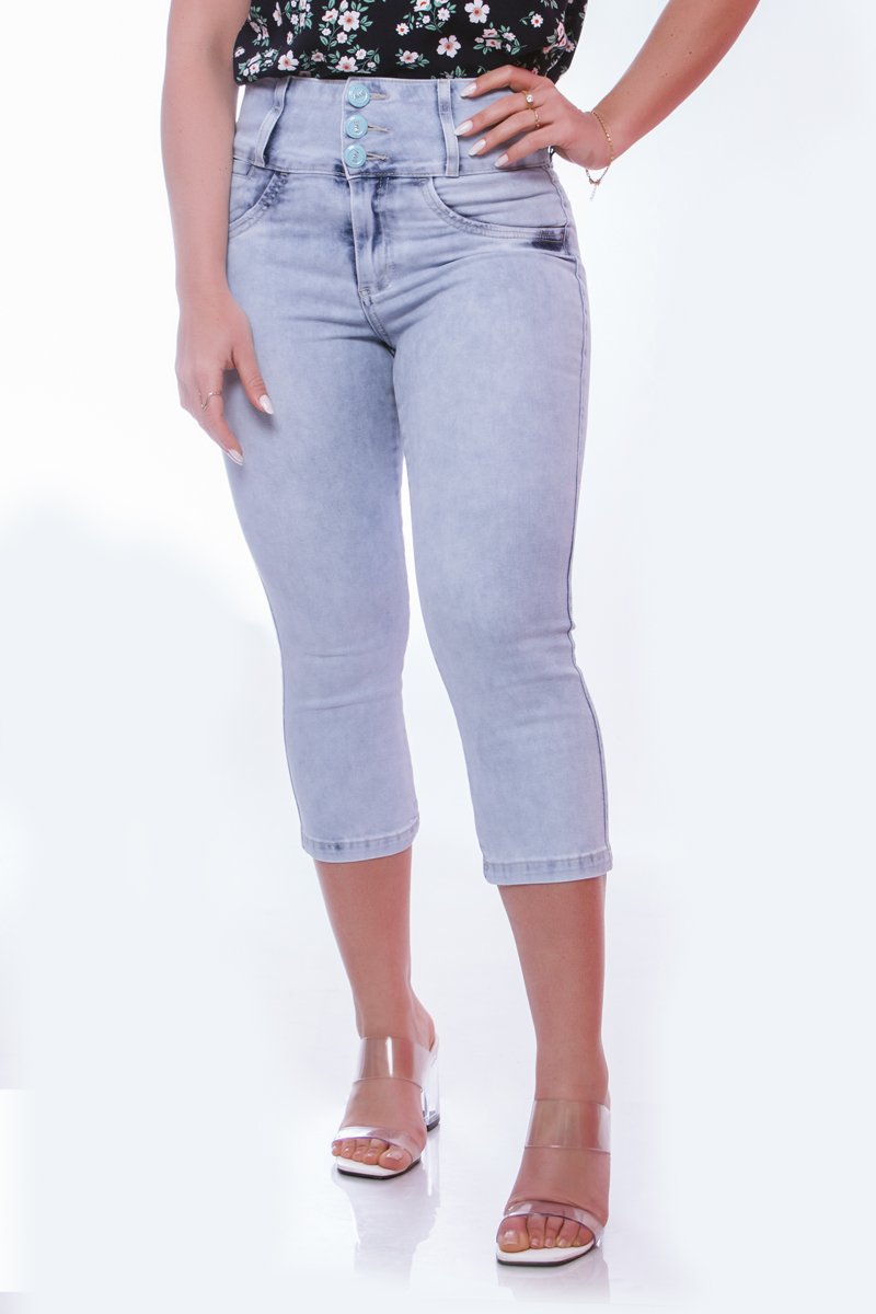 Calça Capri Azul Feminina