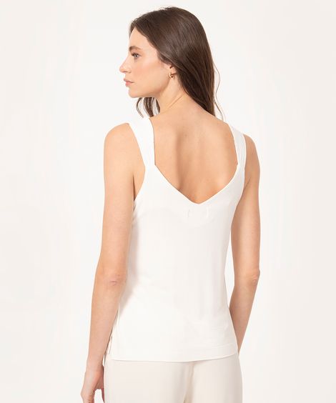 regata de viscose decote v alça larga off white