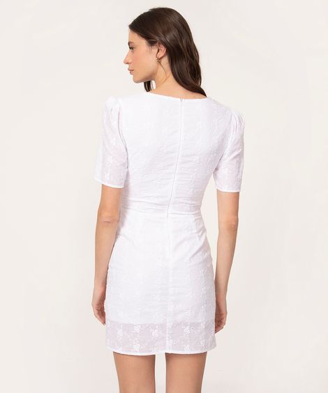 vestido curto corset manga curta off white