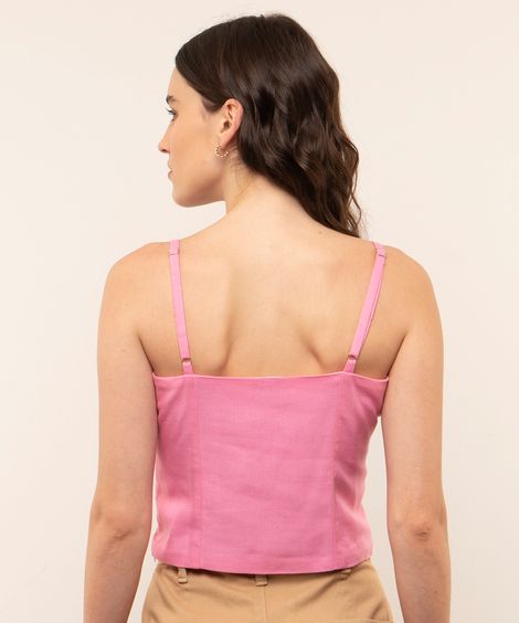 blusa alça fina laço mindset rosa