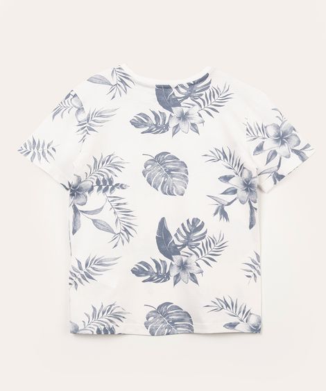 camiseta infantil manga curta folhagem off white