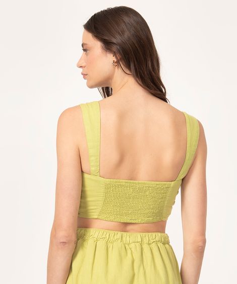 top cropped decote redondo verde