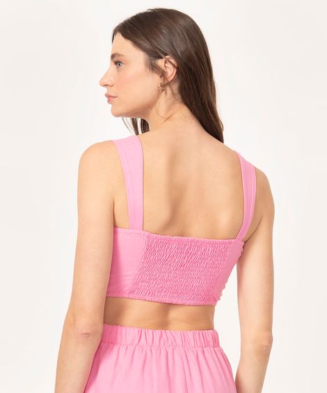 top cropped decote redondo pink